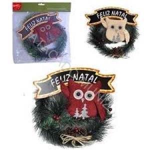 GUIRLANDA SISAL CORUJA PINHAS 24 CM