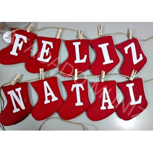 ENFEITE VARAL FELIZ NATAL  COM 10 UNIDADES