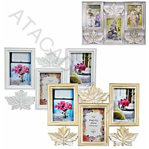 PORTA RETRATO MURAL DE PLASTICO YINS FOLHAS COLORS 3 FOTOS