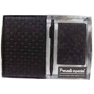 KIT BLOCO DE ANOTACOES, INDICE, CANETA WIN PAPER