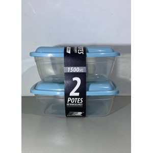 CONJUNTO 2 POTES RAINHA RETANGULARES 1500ML