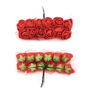 MINI ROSA EVA COM TULE DIVERSAS CORES SORTIDAS COM 10 UNIDADES