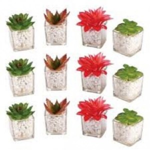 PLANTA ARTIF PLASTICO VASO VIDRO CLINK 5X5X10CM